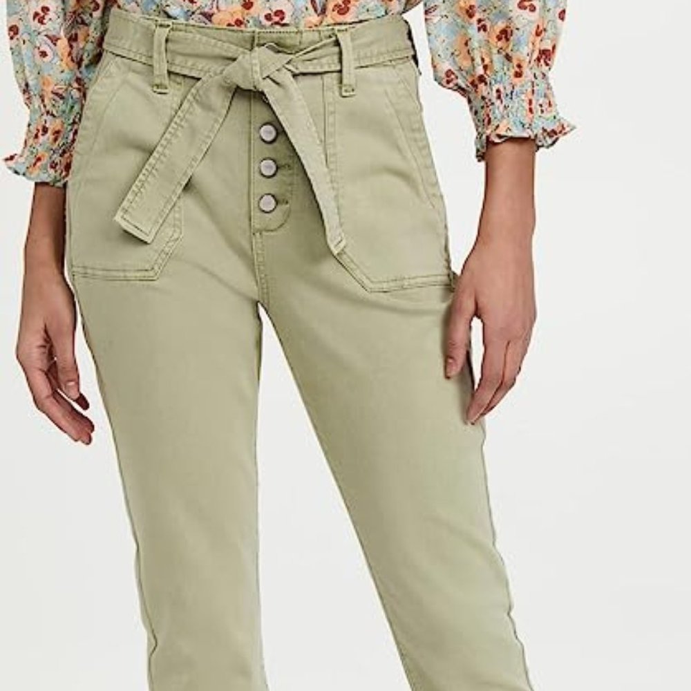 Brand New Paige Mayslie Belted Denim High Rise Jogger Pants 27 Vintage Light